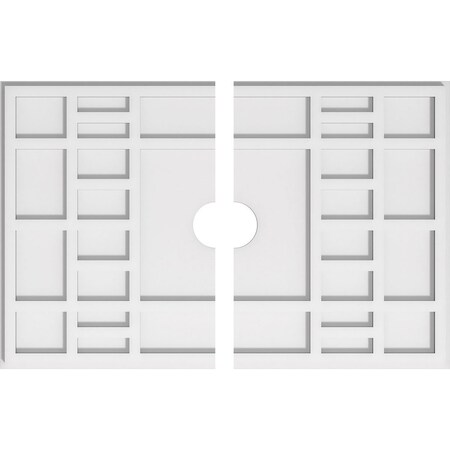 Ekena Millwork Beaux Architectural Grade PVC Ceiling Medallion, 28"W x 18 5/8"H x 3"ID x 9 3/4"C x 1"P, Two-Piece CMP28X18BX2-03000